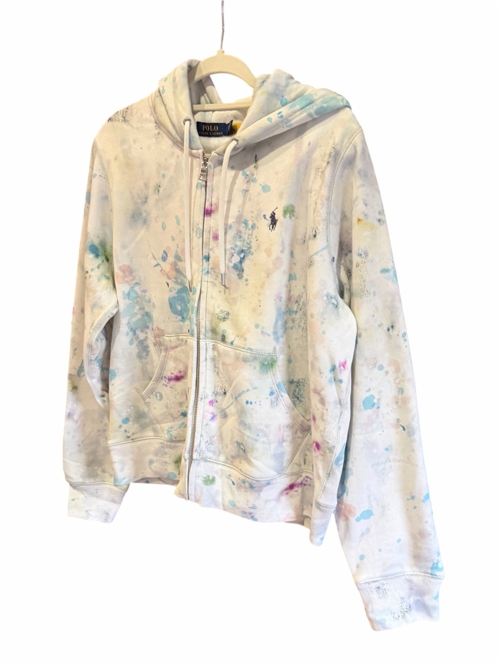 NWOT POLO RALPH LAUREN Paint Splatter Full Zip Hoodie Pony XL - Picture 2 of 12